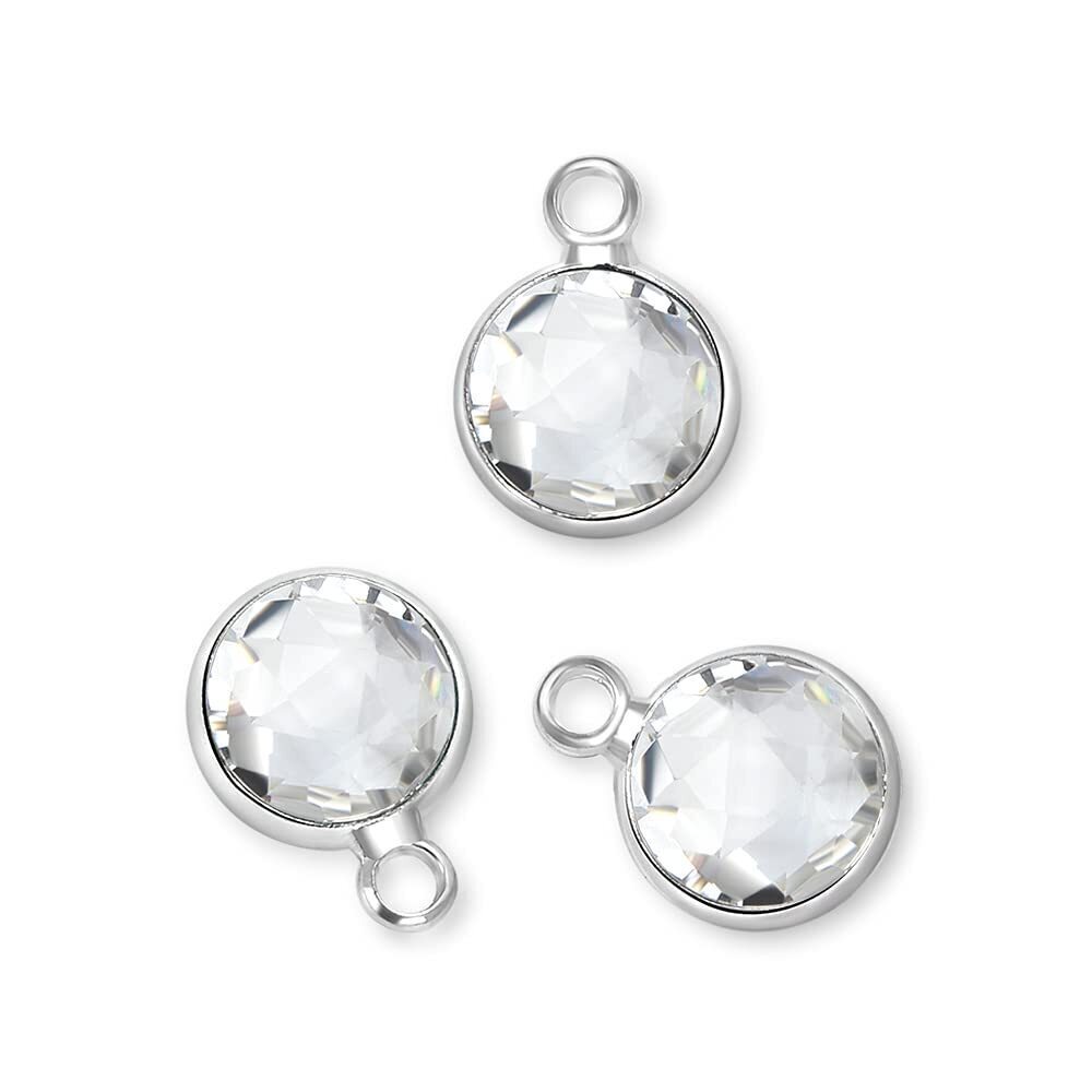 4619 20pcs Grade A April Diamond Clear Birthstone Charm 6mm Small Sterling